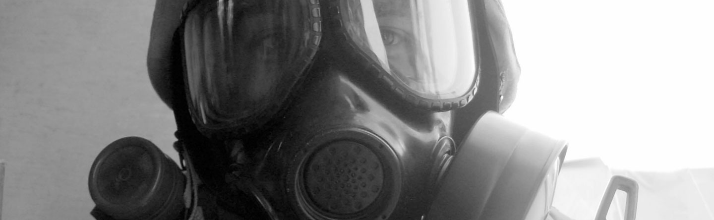 U.S. Army soldier in a gas mask